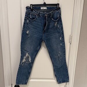 Abercrombie & Fitch Blue Distressed Ankle Jeans